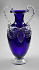 1800 ' S Italy Glass Cobalt Vase Urn Enamel Painting Gondolier Rialto Bridge Scene Vases photo 5