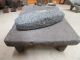 Antique Metate 2 - Grinder - Rustic - Complete - Old Mexican - Metates - Primitive - 15x12x10 Latin American photo 2