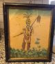 Antique Native American Indian Folk Art Painting Water Color Hunter 11 X 9 Native American photo 1
