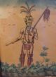 Antique Native American Indian Folk Art Painting Water Color Hunter 11 X 9 Native American photo 2