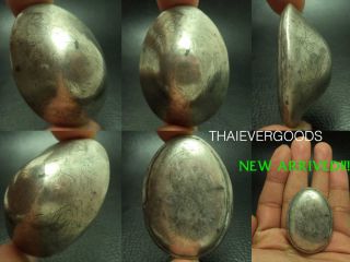 Rare Old Silver Mask On Bia Kae Jarn Yantra Lp Boon Thai Amulet photo