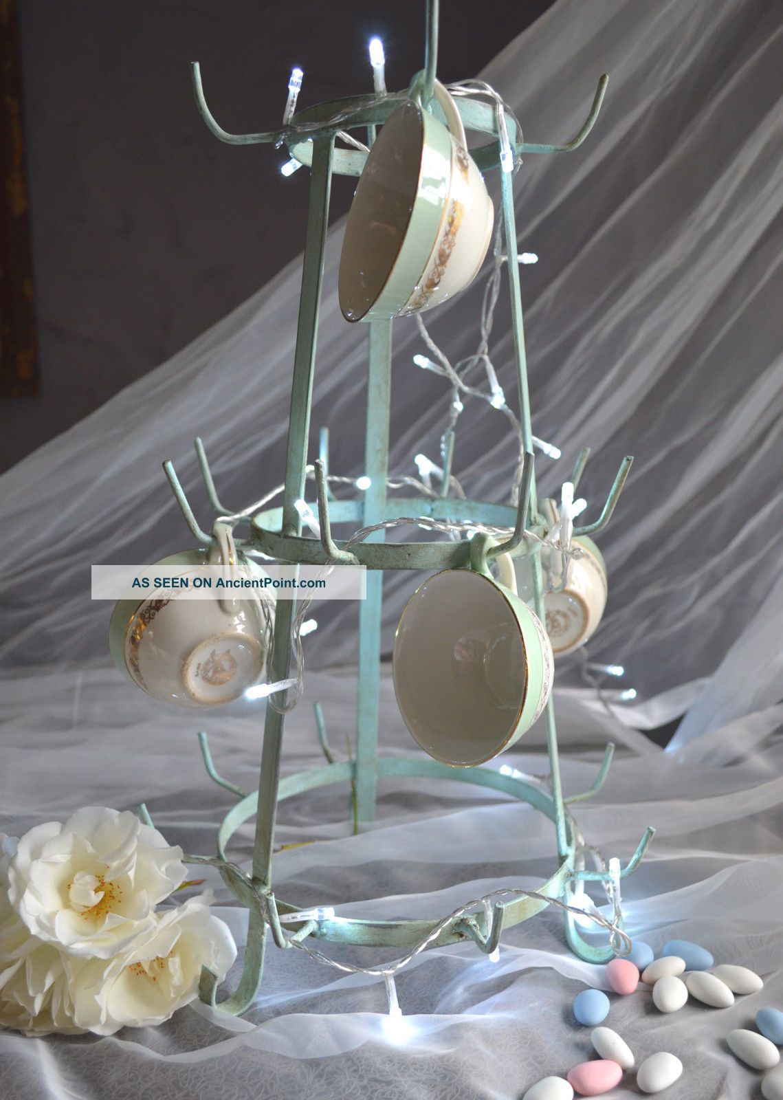 Vintage French Bottle Draining Rack/cup Hanger Country Kitchen Shabby Chic Other Antique Home & Hearth photo