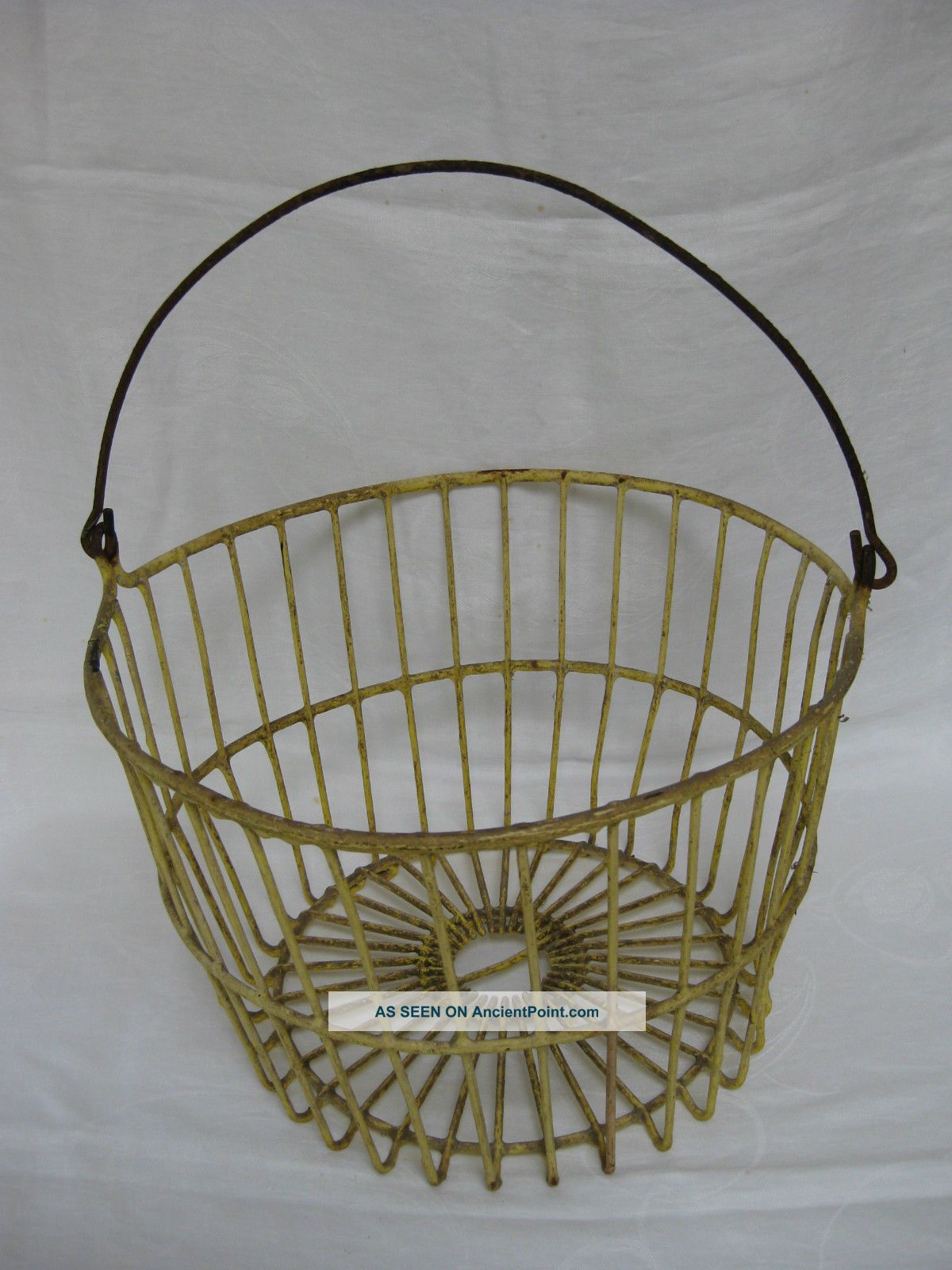 Primitive Farm Wire Egg Basket,  Handled,  Yellow,  Large Capacity Primitives photo