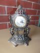 Antique Clock Metal Mantle Slendex Clocks Cherubs Torch Windup Rear Value Clocks photo 3