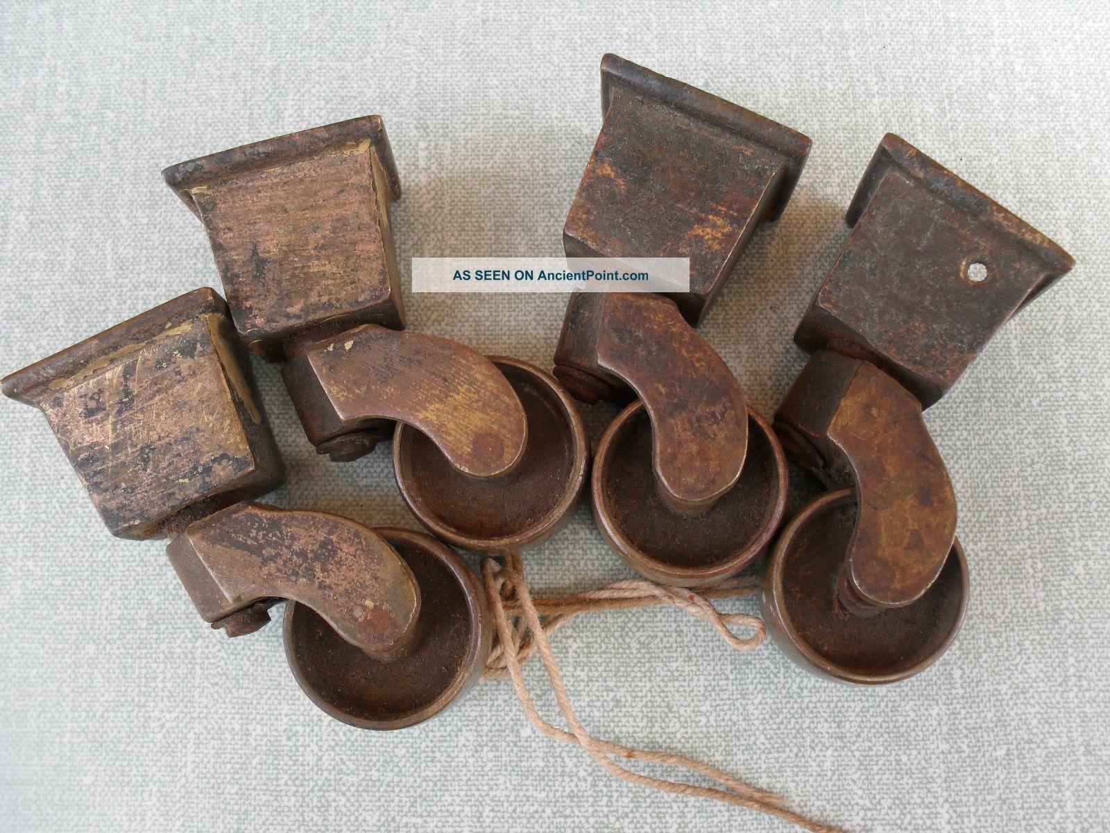 Antique Georgian / Victorian Brass Square Cup Castors For Furniture Other Antique Hardware photo