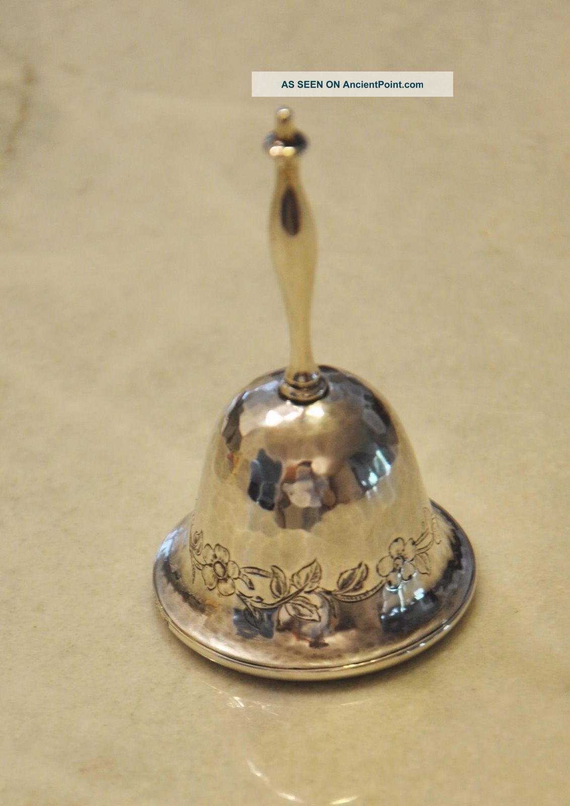 Sterling Silver Hammered Tea Dinner Bell Floral Etched Design Very Sweet Flatware & Silverware photo
