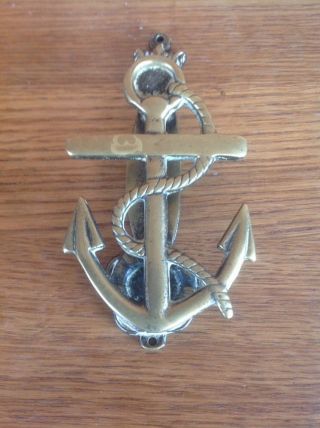 Vintage Brass Door Knocker Nautical Fouled Anchor Neptunes Fork Life Ring Rare photo