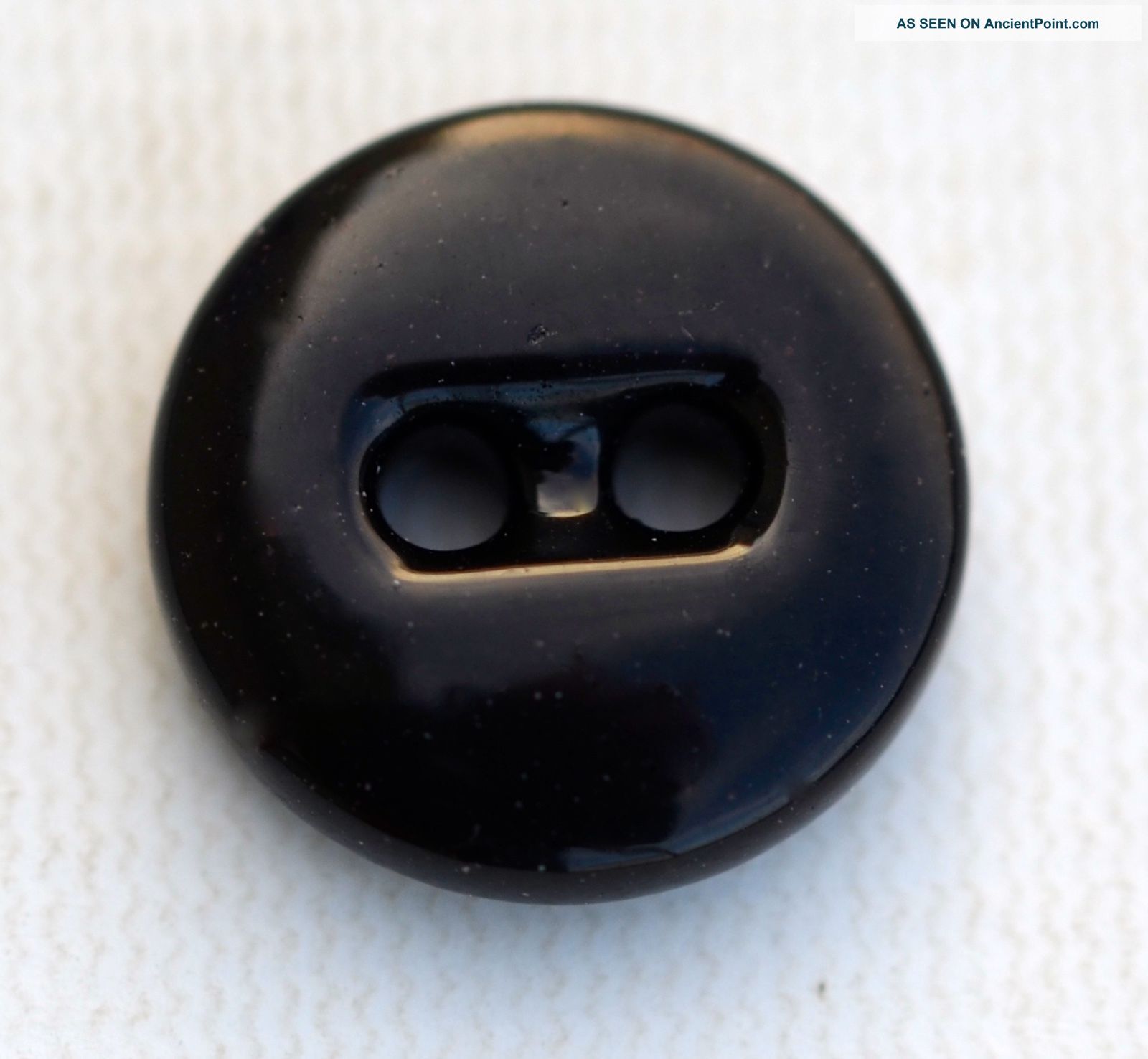 12 Antique Black China Buttons Oval Eye Bapterosses - 5/8 
