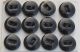 12 Antique Black China Buttons Oval Eye Bapterosses - 5/8 
