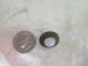 Antique 19th C.  White Clam Broth Glass Brass Waistcoat Button 9/16 