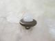Antique 19th C.  White Clam Broth Glass Brass Waistcoat Button 9/16 