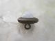Antique 19th C.  White Clam Broth Glass Brass Waistcoat Button 9/16 