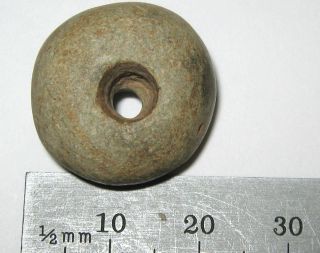 Pre - Columbian,  Mexico - Bi - Conical Green Stone Bead 1j photo