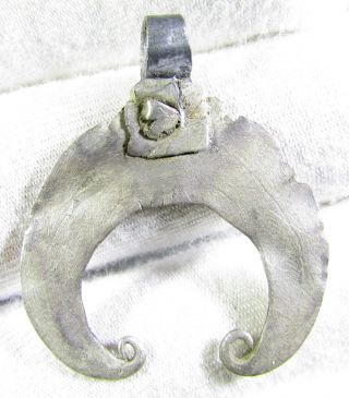 Large Viking Era Silver Moon Crescent - Lunar Amulet / Pendant - Wearable - Mn8 photo