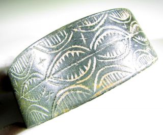 C 900 Ad - Rare Viking Bronze Decorated Bracelet - Artifact - Mn14 photo