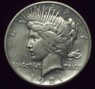 1921 Silver Peace Dollar Rare Key Date High Relief Xf Detailing Authentic photo