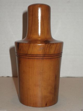 Antique Wood Apothecary Bottle Holder Box Container With Threaded Top photo