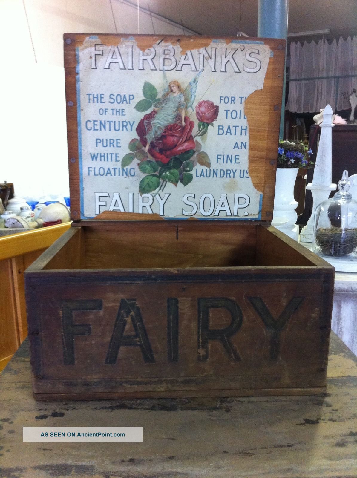 Fairbanks Fairy Soap Box Advertising Wood Antique Country Store Display Chic Other Mercantile Antiques photo
