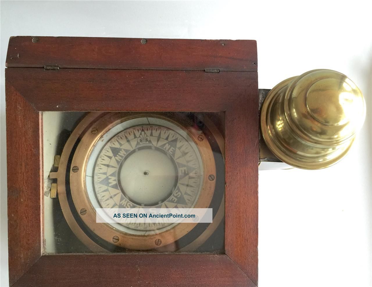 Antique 1900s E S Ritchie Boston Binnacle Wet Compass W Lantern Wood Box Compasses photo