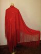 Antique Chinese Red Silk Flamenco Shawl Manton De Manila Huge 59 In.  Square Robes & Textiles photo 2