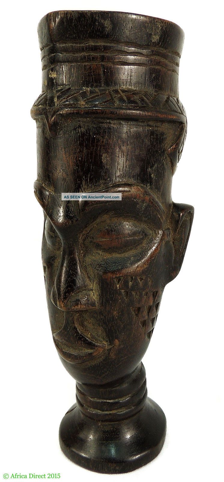 Kuba Figural Palm Wine Cup With Face Wood Congo Africa Other African Antiques photo