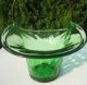 Elegant Art Deco Green Depression Quilted Glass Flower Basket Ice Bucket Barware Art Deco photo 2