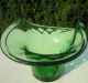 Elegant Art Deco Green Depression Quilted Glass Flower Basket Ice Bucket Barware Art Deco photo 3