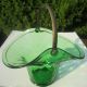 Elegant Art Deco Green Depression Quilted Glass Flower Basket Ice Bucket Barware Art Deco photo 4