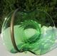 Elegant Art Deco Green Depression Quilted Glass Flower Basket Ice Bucket Barware Art Deco photo 6