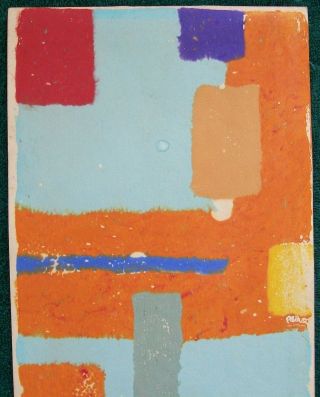 Leo Russell Abstract American Mid - Century Modernist Monotype Print 19x7 1960snr photo
