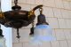 Antique Brass 4 Light Hanging Lamp Chandelier Opalescent Shades Chandeliers, Fixtures, Sconces photo 6