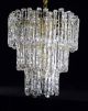 Mid Century Lucite Chandelier Light Ice Glass Kalmar Inspired 3 Tier 32 Prism Mid-Century Modernism photo 2