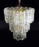 Mid Century Lucite Chandelier Light Ice Glass Kalmar Inspired 3 Tier 32 Prism Mid-Century Modernism photo 4