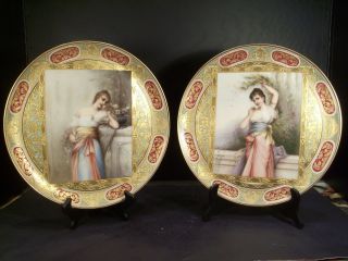 Monumental Antique Royal Vienna Porcelain Chargers Titled And Signed photo