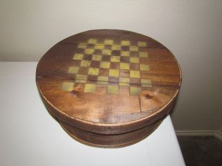 Cheese Box Checkerboard Stained Round Wooden Yellow Squares photo