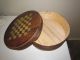 Cheese Box Checkerboard Stained Round Wooden Yellow Squares Boxes photo 5