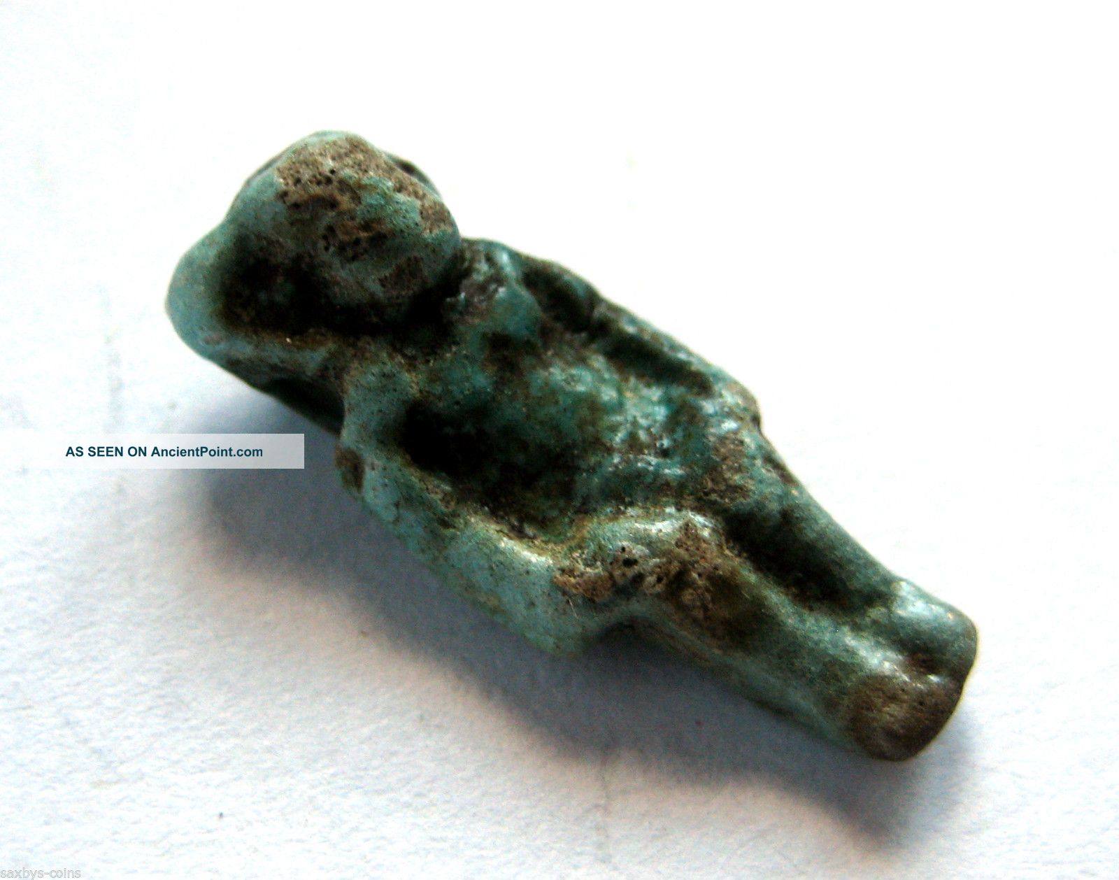 Circa.  300 B.  C Ancient Egypt Late Period Faiance.  Janiform Ptah Amulet Pendant Egyptian photo