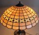 Geometric Art Nouveau Lamp W/ Handel Base C.  1910 Leaded Stained Glass Antique Art Nouveau photo 1