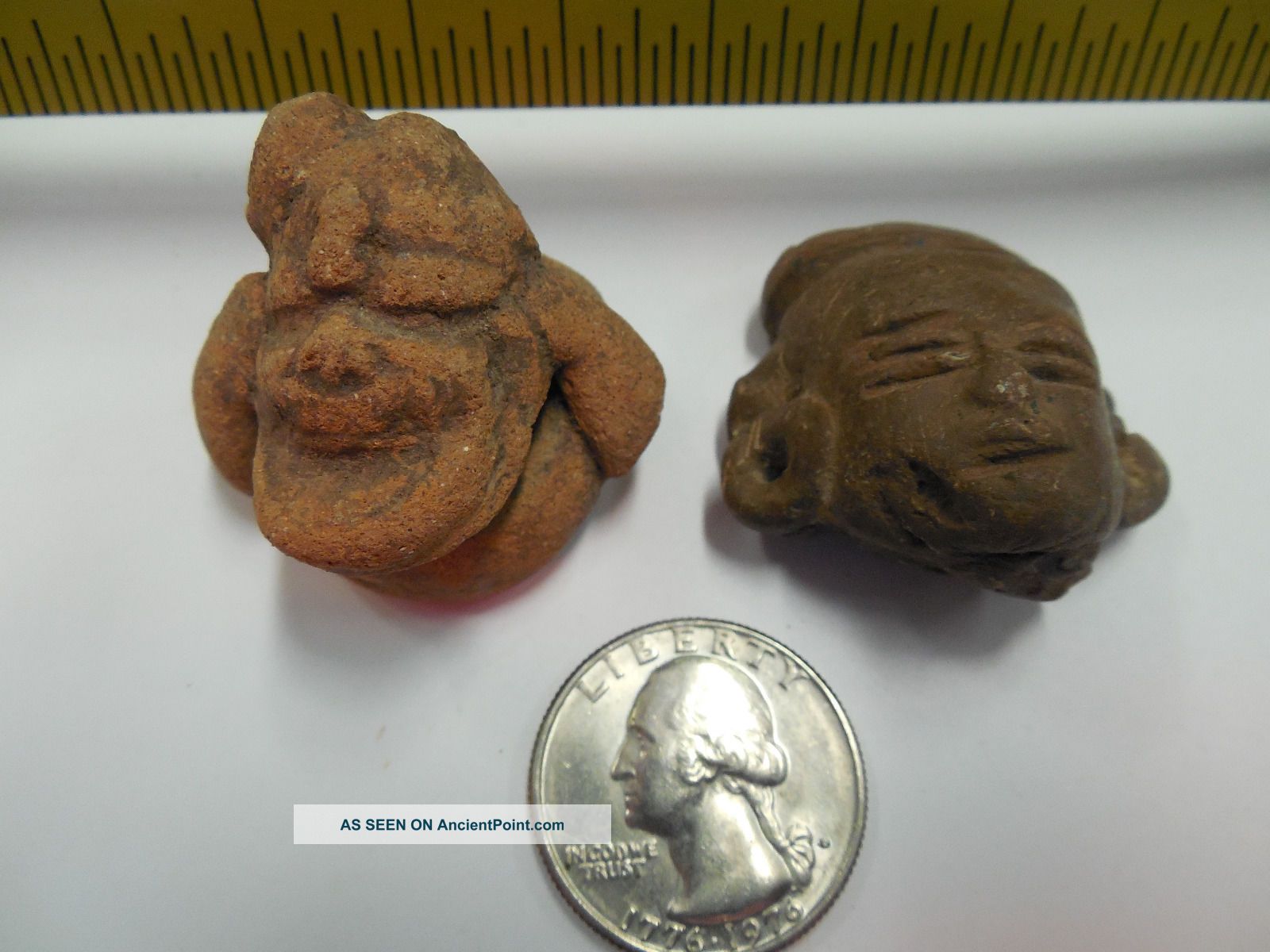 2 Mayan Ancient Artifacts Pre - Columbian Pottery Olmec Toltec Zapotec Aztec Nr The Americas photo