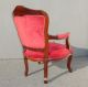 French Provincial Style Carved Red Velvet Accent Side Arm Chair Vintage Post-1950 photo 4