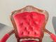 French Provincial Style Carved Red Velvet Accent Side Arm Chair Vintage Post-1950 photo 5