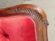 French Provincial Style Carved Red Velvet Accent Side Arm Chair Vintage Post-1950 photo 7