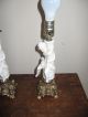 Pair Antique Ceramic Cherub Angel With Victorian Brass Base Table Lamp Lamps photo 3