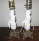 Pair Antique Ceramic Cherub Angel With Victorian Brass Base Table Lamp Lamps photo 5