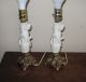 Pair Antique Ceramic Cherub Angel With Victorian Brass Base Table Lamp Lamps photo 6