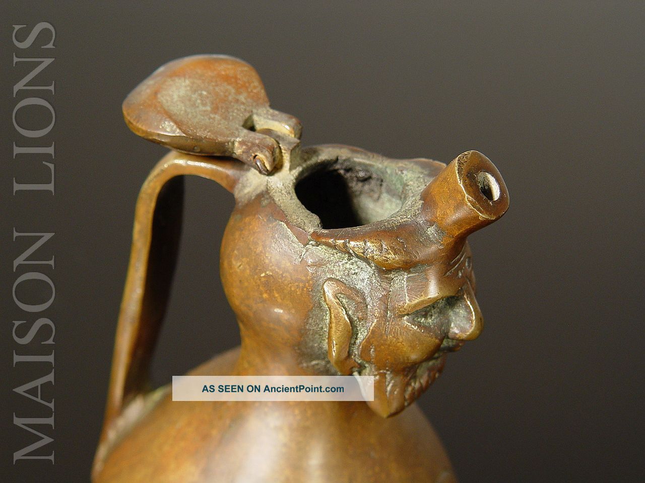 Very Old Sacred Aquamanile,  Latin Inscription Deus Et Lumen Mdlxxv Metalware photo