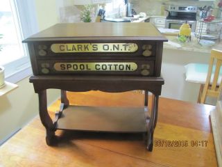 Antique 2 Drawer Clarks Ont Country Store Spool Cabinet Thread Display photo