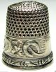 Antique Stern Bros Sterling Silver Lucky Thimble Horse Shoe & 4 Lleaf Clover Sz8 Thimbles photo 7