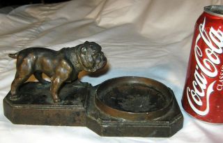 Antique Nuart American U.  S.  Bull Dog Smoking Art Statue Sculpture Ashtray Tray photo