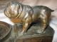 Antique Nuart American U.  S.  Bull Dog Smoking Art Statue Sculpture Ashtray Tray Metalware photo 2